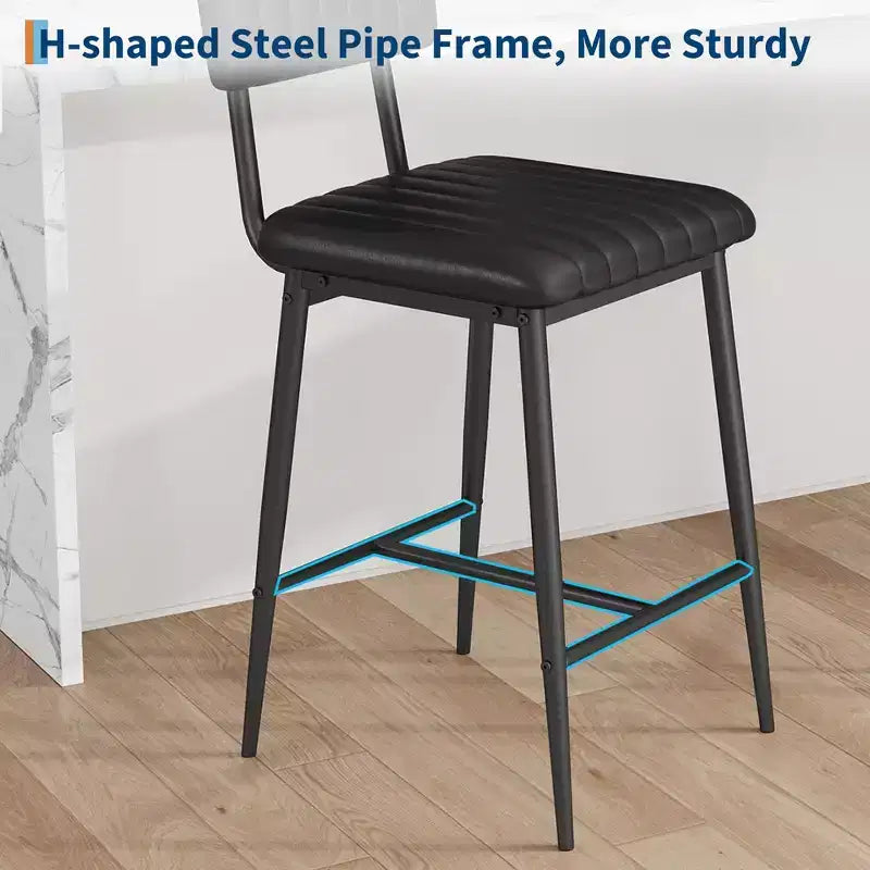 Lot de 2 tabourets de bar avec coussin épais et pieds en métal renforcé pour îlot, comptoir de bar, cuisine