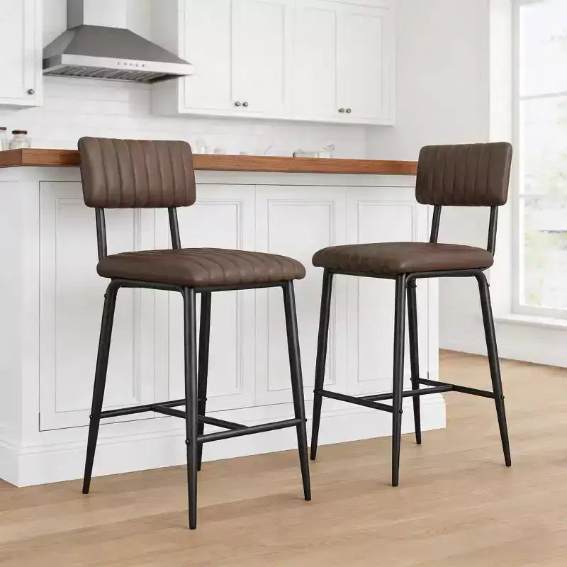 Lot de 2 tabourets de bar avec coussin épais et pieds en métal renforcé pour îlot, comptoir de bar, cuisine