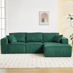 Canapé d'angle modulable Acekool en forme de L, 108 nuages, en velours côtelé, assise profonde, sans montage, pour salon, vert émeraude, angle droit