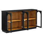 Buffet d'appoint en verre cintré moderne, Meuble console TV avec étagère réglable, Système d'ouverture par pression - Panipeachy