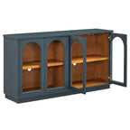 Buffet d'appoint en verre cintré moderne, Meuble console TV avec étagère réglable, Système d'ouverture par pression - Panipeachy