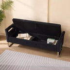 Banc de rangement moderne TUYOHW avec accoudoirs et pieds argentés, banc de bout de lit rembourré en velours, tabouret de coiffeuse pour salon, chambre, entrée