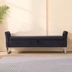 Banc de rangement moderne TUYOHW avec accoudoirs et pieds argentés, banc de bout de lit rembourré en velours, tabouret de coiffeuse pour salon, chambre, entrée