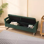 Banc de rangement moderne TUYOHW avec accoudoirs et pieds argentés, banc de bout de lit rembourré en velours, tabouret de coiffeuse pour salon, chambre, entrée