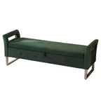 Banc de rangement moderne TUYOHW avec accoudoirs et pieds argentés, banc de bout de lit rembourré en velours, tabouret de coiffeuse pour salon, chambre, entrée