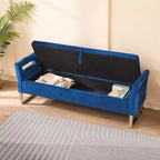 Banc de rangement moderne TUYOHW avec accoudoirs et pieds argentés, banc de bout de lit rembourré en velours, tabouret de coiffeuse pour salon, chambre, entrée