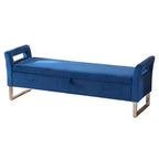 Banc de rangement moderne TUYOHW avec accoudoirs et pieds argentés, banc de bout de lit rembourré en velours, tabouret de coiffeuse pour salon, chambre, entrée