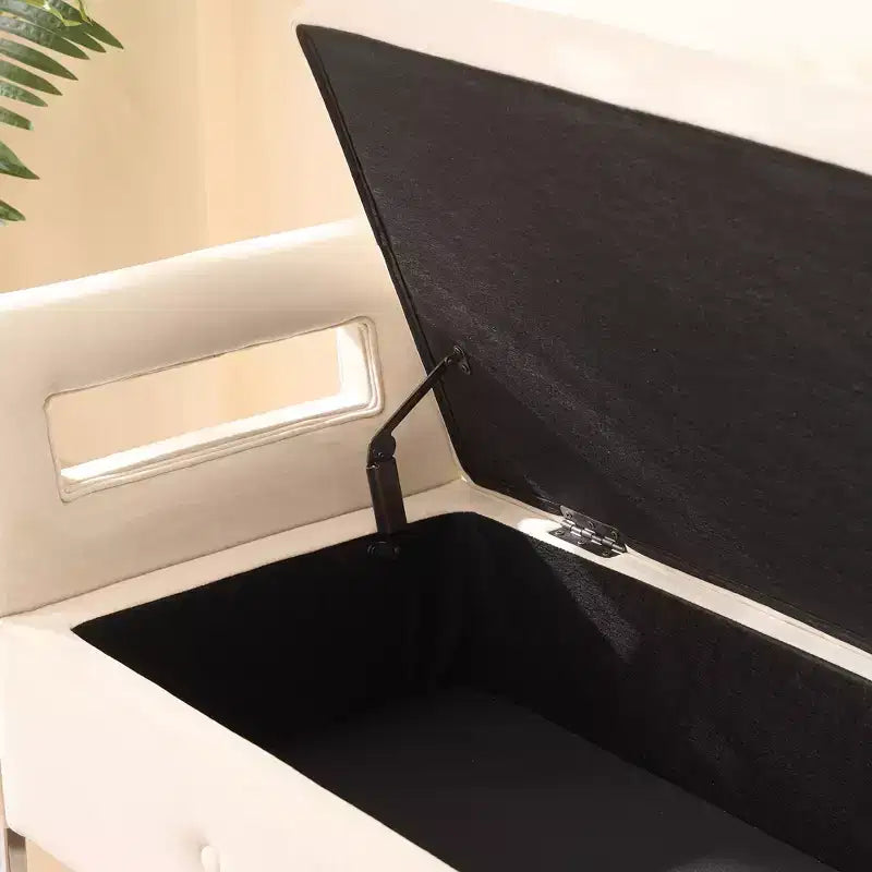 Banc de rangement moderne TUYOHW avec accoudoirs et pieds argentés, banc de bout de lit rembourré en velours, tabouret de coiffeuse pour salon, chambre, entrée