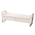 Banc de rangement moderne TUYOHW avec accoudoirs et pieds argentés, banc de bout de lit rembourré en velours, tabouret de coiffeuse pour salon, chambre, entrée