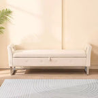 Banc de rangement moderne TUYOHW avec accoudoirs et pieds argentés, banc de bout de lit rembourré en velours, tabouret de coiffeuse pour salon, chambre, entrée