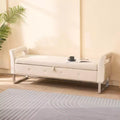TUYOHW Modern Storage Bench with Velvet Upholstered End of Bed Bench with Armrests & Silver Leg Vanity Stool for Living Room, Bedroom, Entryway