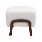 TUYOHW Pouf moderne en bouclette, repose-pieds polyvalent épais rembourré avec pieds en bois, petit banc à chaussures pour salon, entrée, chambre, blanc