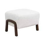 TUYOHW Pouf moderne en bouclette, repose-pieds polyvalent épais rembourré avec pieds en bois, petit banc à chaussures pour salon, entrée, chambre, blanc