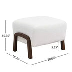 TUYOHW Pouf moderne en bouclette, repose-pieds polyvalent épais rembourré avec pieds en bois, petit banc à chaussures pour salon, entrée, chambre, blanc