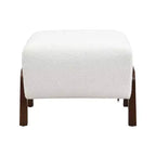 TUYOHW Pouf moderne en bouclette, repose-pieds polyvalent épais rembourré avec pieds en bois, petit banc à chaussures pour salon, entrée, chambre, blanc