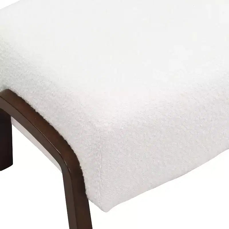 TUYOHW Pouf moderne en bouclette, repose-pieds polyvalent épais rembourré avec pieds en bois, petit banc à chaussures pour salon, entrée, chambre, blanc