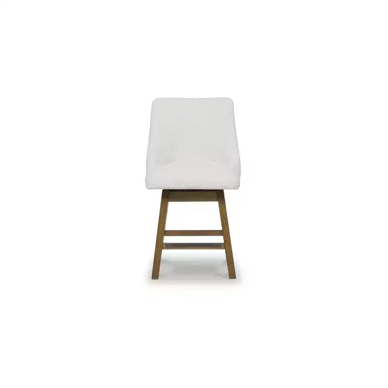 Tabourets de bar pivotants rembourrés Signature Design by Ashley Cabalynn à hauteur de comptoir, lot de 2, structure marron clair avec siège rembourré couleur avoine