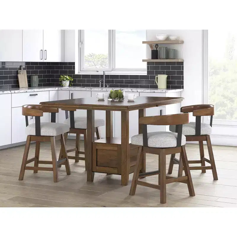 Signature Design by Ashley Ralene Tabourets de Bar Pivotants Rembourrés Hauteur Comptoir, Lot de 2, Marron Moyen