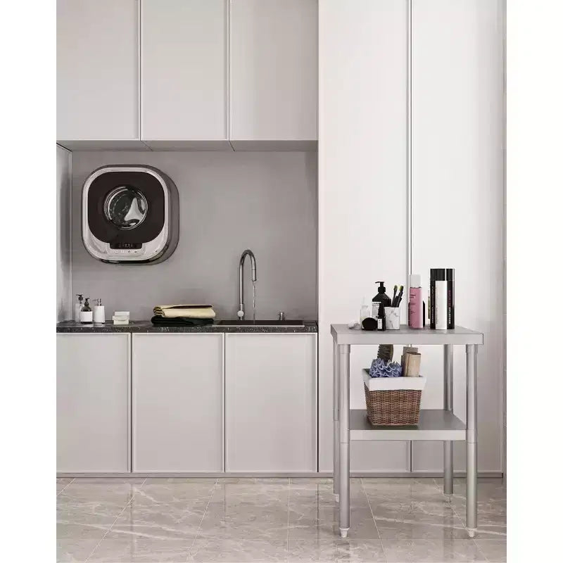 Table de travail en acier inoxydable avec étagère inférieure réglable - Table de préparation commerciale pour cuisine, restaurant, garage