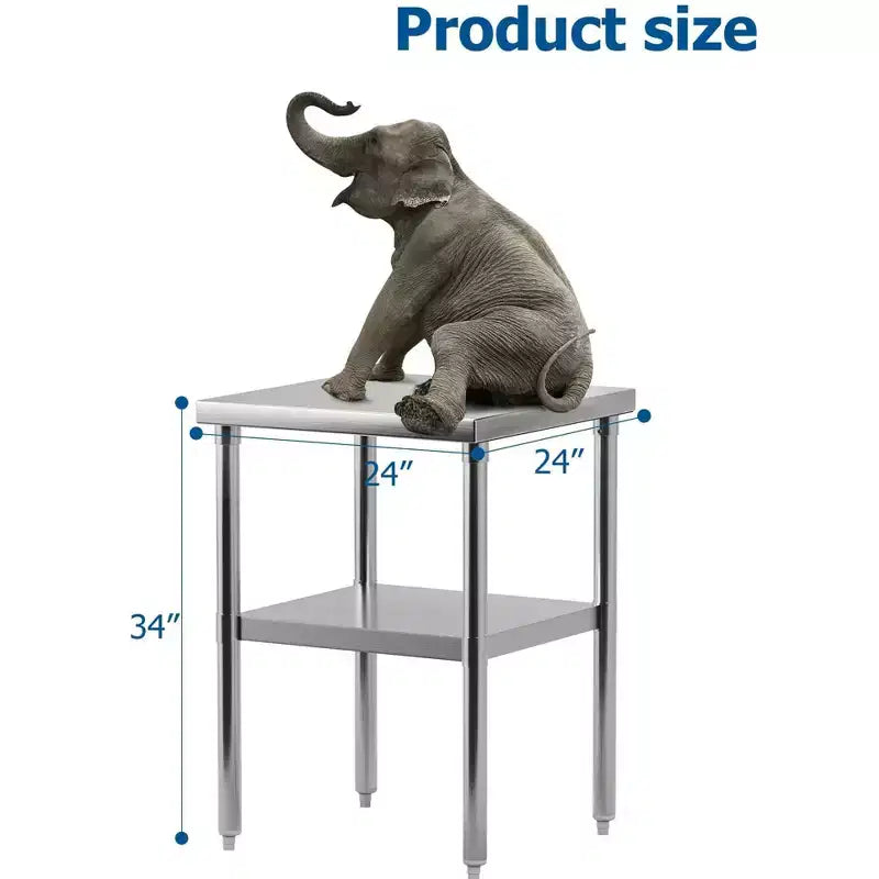 Table de travail en acier inoxydable avec étagère inférieure réglable - Table de préparation commerciale pour cuisine, restaurant, garage
