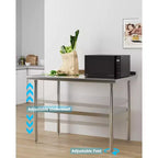 Table de travail en acier inoxydable avec étagère inférieure réglable - Table de préparation commerciale pour cuisine, restaurant, garage