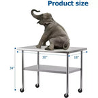 Table de travail en acier inoxydable avec étagère inférieure réglable - Table de préparation commerciale pour cuisine, restaurant, garage