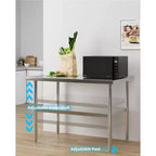 Table de travail en acier inoxydable avec étagère inférieure réglable - Table de préparation commerciale pour cuisine, restaurant, garage