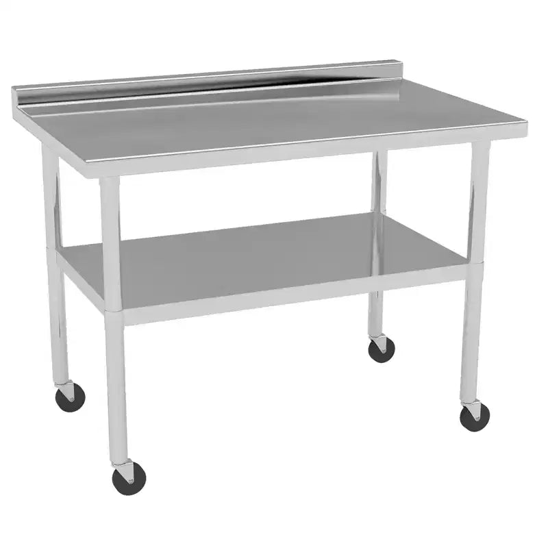 Table de travail en acier inoxydable avec étagère inférieure réglable - Table de préparation commerciale pour cuisine, restaurant, garage