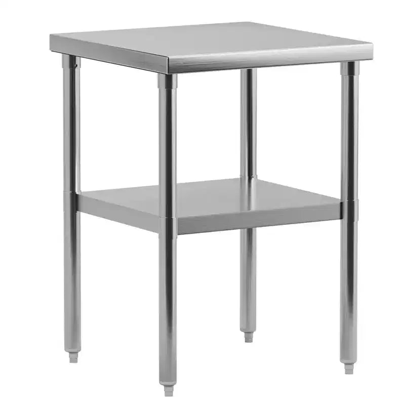 Table de travail en acier inoxydable avec étagère inférieure réglable - Table de préparation commerciale pour cuisine, restaurant, garage