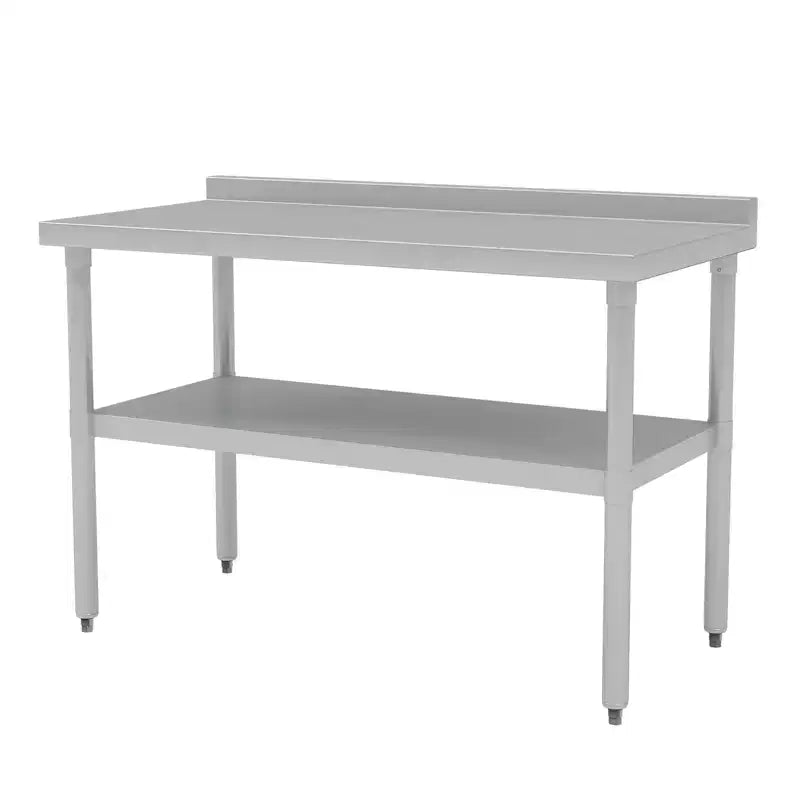 Table de travail en acier inoxydable avec étagère inférieure réglable - Table de préparation commerciale pour cuisine, restaurant, garage