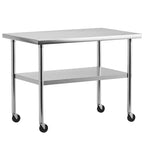 Table de travail en acier inoxydable avec étagère inférieure réglable - Table de préparation commerciale pour cuisine, restaurant, garage