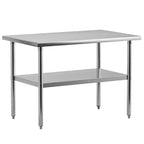 Table de travail en acier inoxydable avec étagère inférieure réglable - Table de préparation commerciale pour cuisine, restaurant, garage