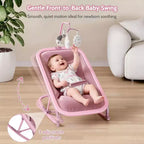 Transat/Berceau à bascule pour bébé avec harnais de sécurité et jouets suspendus, Poussette rembourrée noire douce pour nourrissons et tout-petards
