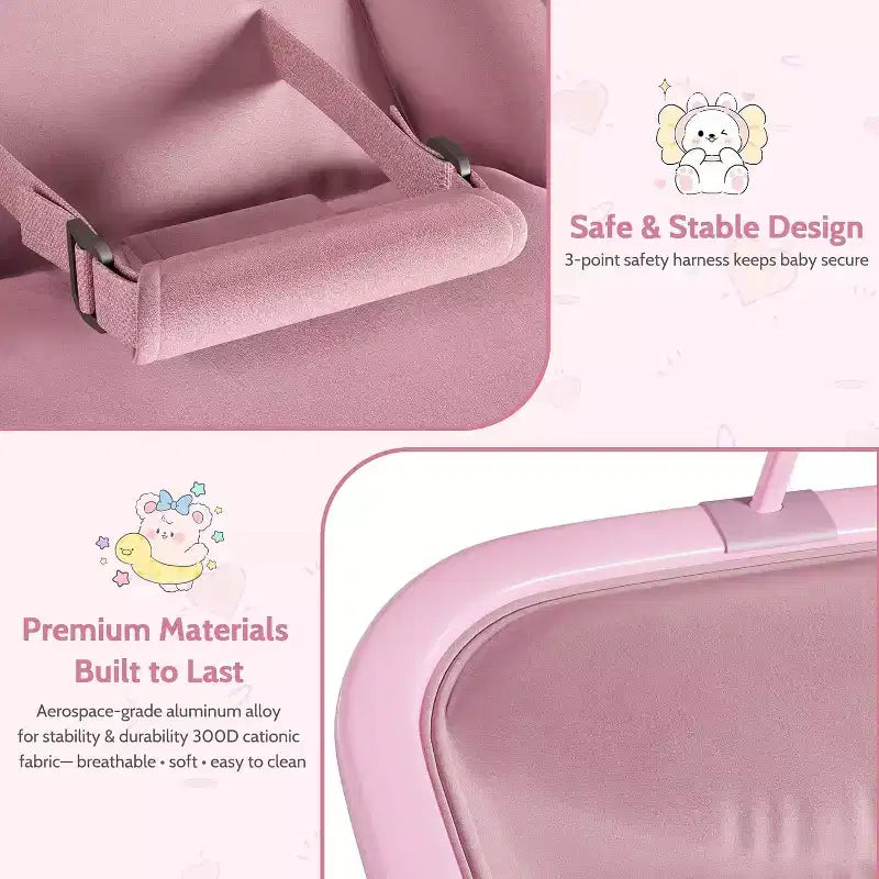 Transat/Berceau à bascule pour bébé avec harnais de sécurité et jouets suspendus, Poussette rembourrée noire douce pour nourrissons et tout-petards