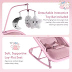 Transat/Berceau à bascule pour bébé avec harnais de sécurité et jouets suspendus, Poussette rembourrée noire douce pour nourrissons et tout-petards