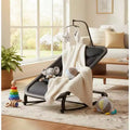 Baby Rocking Bassinet  Infant Swing with Safety Harness & Hanging Toys, Black Soft Padded Newborn Lounger for Babies & Toddlers