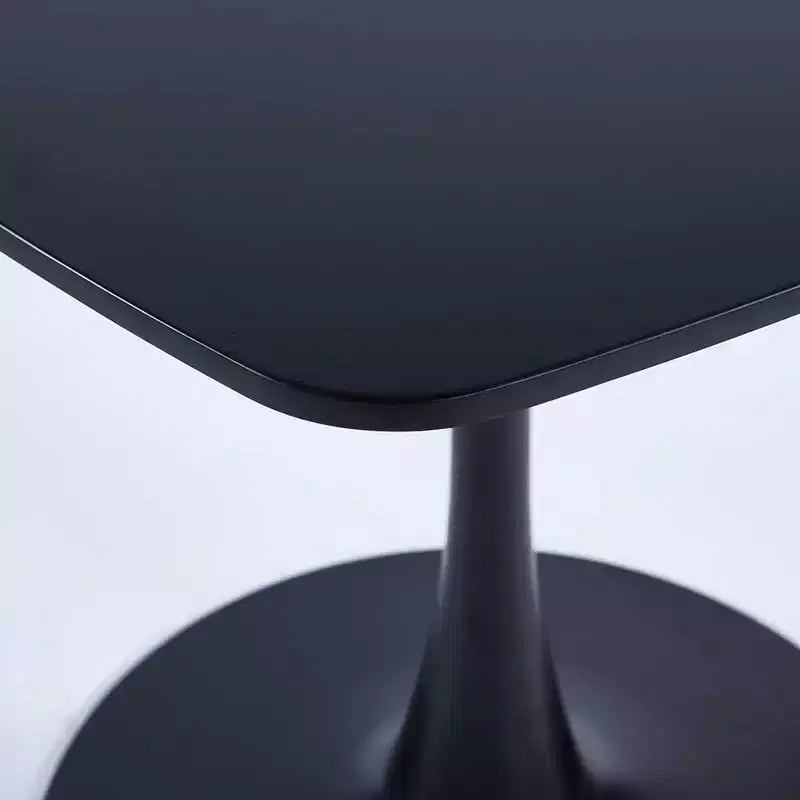 Table à manger tulipe carrée noire de 31,5 pouces, petite table de cuisine moderne du milieu du siècle avec base piédestal en métal
