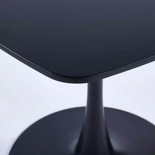 Table à manger tulipe carrée noire de 31,5 pouces, petite table de cuisine moderne du milieu du siècle avec base piédestal en métal