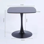 Table à manger tulipe carrée noire de 31,5 pouces, petite table de cuisine moderne du milieu du siècle avec base piédestal en métal