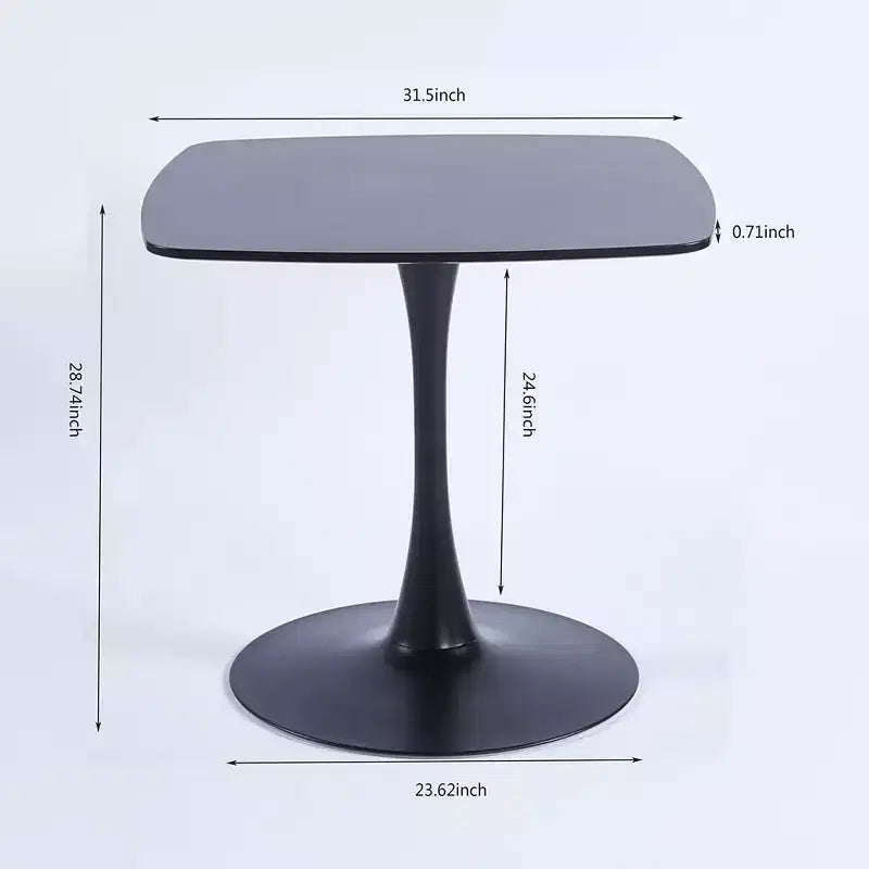 Table à manger tulipe carrée noire de 31,5 pouces, petite table de cuisine moderne du milieu du siècle avec base piédestal en métal