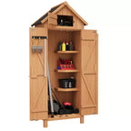 COZONY 70 Waterproof Wooden Storage Shed with 3 Shelves & Lockable Door, Vertical Garden Tool Cabinet for Patio & Yard