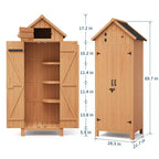 COZONY Abri de Jardin en Bois Étanche 70" avec 3 Étagères et Porte Verrouillable, Armoire de Rangement Verticale pour Outils de Jardin pour Patio et Cour