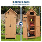 COZONY Abri de Jardin en Bois Étanche 70" avec 3 Étagères et Porte Verrouillable, Armoire de Rangement Verticale pour Outils de Jardin pour Patio et Cour