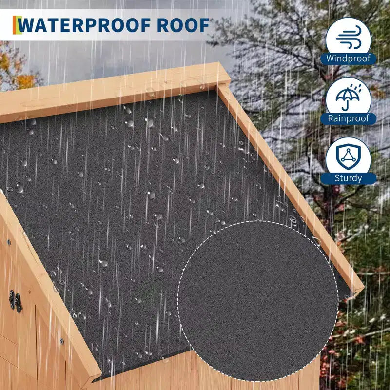 COZONY Abri de Jardin en Bois Étanche 70" avec 3 Étagères et Porte Verrouillable, Armoire de Rangement Verticale pour Outils de Jardin pour Patio et Cour