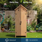 COZONY Abri de Jardin en Bois Étanche 70" avec 3 Étagères et Porte Verrouillable, Armoire de Rangement Verticale pour Outils de Jardin pour Patio et Cour