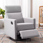 GDFStudio Peggy Fauteuil à bascule moderne rembourré pour chambre de bébé avec planeur pivotant moelleux et inclinaison réglable