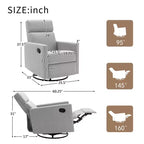 GDFStudio Peggy Fauteuil à bascule moderne rembourré pour chambre de bébé avec planeur pivotant moelleux et inclinaison réglable