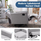 GDFStudio Peggy Fauteuil à bascule moderne rembourré pour chambre de bébé avec planeur pivotant moelleux et inclinaison réglable