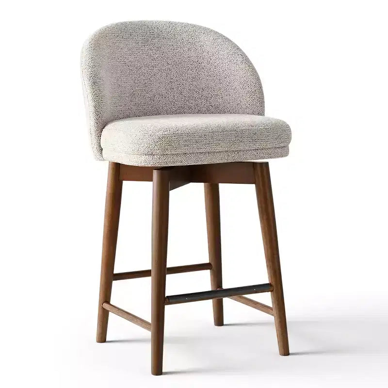 Lot de 4 tabourets de comptoir modernes rembourrés à dossier incurvé et pivotant à 360°, pieds en bois massif pour îlot de cuisine ou bar de maison - Panipeachy