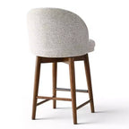 Lot de 4 tabourets de comptoir modernes rembourrés à dossier incurvé et pivotant à 360°, pieds en bois massif pour îlot de cuisine ou bar de maison - Panipeachy